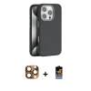MARSİLYAN™- iPhone 16 Pro Max Kılıf Zirve Modern Prime - Siyah Buffer Hayalet Cam Ekran Koruyucu + Çöl Titanyum Pers Alüminyum Kamera Lens