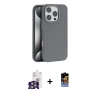 MARSİLYAN™- iPhone 16 Pro Max Kılıf Zirve Modern Prime - Siyah Buffer Hayalet Cam Ekran Koruyucu + Gümüş Bilvis Titan Kamera Lens
