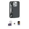 MARSİLYAN™- iPhone 16 Pro Max Kılıf Zirve Modern Prime - Siyah Buffer Hayalet Cam Ekran Koruyucu + Gümüş Bilvis Titan Kamera Lens