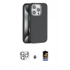 MARSİLYAN™- iPhone 16 Pro Max Kılıf Zirve Modern Prime - Siyah Buffer Hayalet Cam Ekran Koruyucu + Pers Alüminyum Kamera Lens - GS
