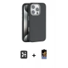 MARSİLYAN™- iPhone 16 Pro Max Kılıf Zirve Modern Prime - Siyah Buffer Hayalet Cam Ekran Koruyucu + Siyah PVD Metal Kamera Lens