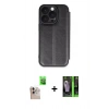 MARSİLYAN™- iPhone 16 Pro Max Kılıf Zirve Yansıma Serisi - Şeffaf 360 Full Body Arka Koruyucu + Natural Grey Raze Metal Kamera Lens