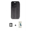 MARSİLYAN™- iPhone 16 Pro Max Kılıf Zirve Yansıma Serisi - Şeffaf Pasifik Cam Ekran Koruyucu + PVD Metal Kamera Lens - GS
