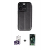 MARSİLYAN™- iPhone 16 Pro Max Kılıf Zirve Yansıma Serisi - Siyah 360 Mat Full Body Arka Koruyucu + Bilvis Titan Kamera Lens - GS