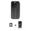 MARSİLYAN™- iPhone 16 Pro Max Kılıf Zirve Yansıma Serisi - Siyah 360 Mat Full Body Arka Koruyucu + PVD Metal Kamera Lens - GD