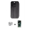 MARSİLYAN™- iPhone 16 Pro Max Kılıf Zirve Yansıma Serisi - Siyah 360 Mat Full Body Arka Koruyucu + Pers Alüminyum Kamera Lens - GS