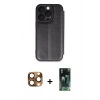 MARSİLYAN™- iPhone 16 Pro Max Kılıf Zirve Yansıma Serisi - Siyah 360 Mat Full Body Arka Koruyucu + Pers Alüminyum Kamera Lens - CLTM