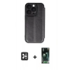 MARSİLYAN™- iPhone 16 Pro Max Kılıf Zirve Yansıma Serisi - Siyah 360 Mat Full Body Arka Koruyucu + Siyah PVD Metal Kamera Lens