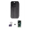 MARSİLYAN™- iPhone 16 Pro Max Kılıf Zirve Yansıma Serisi - Siyah 360 Mat Full Body Arka Koruyucu + Titanyum Gri Bilvis Titan Kamera Lens