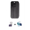 MARSİLYAN™- iPhone 16 Pro Max Kılıf Zirve Yansıma Serisi - Siyah 3D Antistatik Cam Ekran Koruyucu + Bilvis Titan Kamera Lens - TMGI