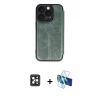 MARSİLYAN™- iPhone 16 Pro Max Kılıf Zirve Yansıma Serisi - Siyah 3D Antistatik Cam Ekran Koruyucu + PVD Metal Kamera Lens - SH