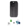 MARSİLYAN™- iPhone 16 Pro Max Kılıf Zirve Yansıma Serisi - Siyah 3D Antistatik Cam Ekran Koruyucu + Raze Metal Kamera Lens - BZ
