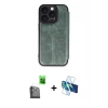 MARSİLYAN™- iPhone 16 Pro Max Kılıf Zirve Yansıma Serisi - Siyah 3D Antistatik Cam Ekran Koruyucu + Raze Metal Kamera Lens - SH