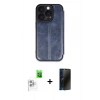 MARSİLYAN™- iPhone 16 Pro Max Kılıf Zirve Yansıma Serisi - Siyah 3D Antistatik Hayalet Cam Ekran Koruyucu + Raze Metal Kamera Lens - BZ