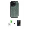 MARSİLYAN™- iPhone 16 Pro Max Kılıf Zirve Yansıma Serisi - Siyah 3D Antistatik Hayalet Cam Ekran Koruyucu + Raze Metal Kamera Lens - BZ