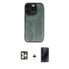 MARSİLYAN™- iPhone 16 Pro Max Kılıf Zirve Yansıma Serisi - Siyah 3D Antistatik Hayalet Cam Ekran Koruyucu + PVD Metal Kamera Lens - GD