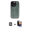 MARSİLYAN™- iPhone 16 Pro Max Kılıf Zirve Yansıma Serisi - Siyah 3D Antistatik Mat Seramik Nano Ekran Koruyucu + Siyah PVD Metal Kamera Lens