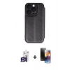 MARSİLYAN™- iPhone 16 Pro Max Kılıf Zirve Yansıma Serisi - Siyah 3D Antistatik Mat Seramik Nano Ekran Koruyucu + Bilvis Titan Kamera Lens - TMGI