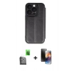 MARSİLYAN™- iPhone 16 Pro Max Kılıf Zirve Yansıma Serisi - Siyah 3D Antistatik Mat Seramik Nano Ekran Koruyucu + Raze Metal Kamera Lens - SH