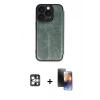 MARSİLYAN™- iPhone 16 Pro Max Kılıf Zirve Yansıma Serisi - Siyah 3D Antistatik Mat Seramik Nano Ekran Koruyucu + PVD Metal Kamera Lens - GS