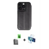 MARSİLYAN™- iPhone 16 Pro Max Kılıf Zirve Yansıma Serisi - Siyah 3D Antistatik Seramik Nano Ekran Koruyucu + Raze Metal Kamera Lens - SH