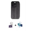 MARSİLYAN™- iPhone 16 Pro Max Kılıf Zirve Yansıma Serisi - Siyah 3D Antistatik Seramik Nano Ekran Koruyucu + Bilvis Titan Kamera Lens - GS