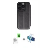MARSİLYAN™- iPhone 16 Pro Max Kılıf Zirve Yansıma Serisi - Siyah 3D Antistatik Seramik Nano Ekran Koruyucu + Raze Metal Kamera Lens - BZ