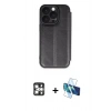 MARSİLYAN™- iPhone 16 Pro Max Kılıf Zirve Yansıma Serisi - Siyah 3D Antistatik Seramik Nano Ekran Koruyucu + PVD Metal Kamera Lens - GS