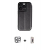 MARSİLYAN™- iPhone 16 Pro Max Kılıf Zirve Yansıma Serisi - Siyah Bilvis 3D Cam Ekran Koruyucu + Pers Alüminyum Kamera Lens - GI