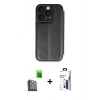MARSİLYAN™- iPhone 16 Pro Max Kılıf Zirve Yansıma Serisi - Siyah Bilvis 3X AR Hayalet Cam Ekran Koruyucu + Raze Metal Kamera Lens - SH