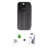 MARSİLYAN™- iPhone 16 Pro Max Kılıf Zirve Yansıma Serisi - Siyah Bilvis 3X AR Hayalet Cam Ekran Koruyucu + Raze Metal Kamera Lens - BZ
