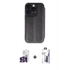 MARSİLYAN™- iPhone 16 Pro Max Kılıf Zirve Yansıma Serisi - Siyah Bilvis 3X AR Hayalet Cam Ekran Koruyucu + Bilvis Titan Kamera Lens - GS