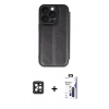 MARSİLYAN™- iPhone 16 Pro Max Kılıf Zirve Yansıma Serisi - Siyah Bilvis 3X AR Hayalet Cam Ekran Koruyucu + PVD Metal Kamera Lens - SH