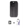 MARSİLYAN™- iPhone 16 Pro Max Kılıf Zirve Yansıma Serisi - Siyah Bilvis 3X AR HD Cam Ekran Koruyucu + PVD Metal Kamera Lens - GS