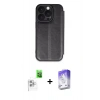 MARSİLYAN™- iPhone 16 Pro Max Kılıf Zirve Yansıma Serisi - Siyah Bilvis 5in1 3D Magic Cam Ekran Koruyucu + Raze Metal Kamera Lens - BZ