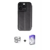 MARSİLYAN™- iPhone 16 Pro Max Kılıf Zirve Yansıma Serisi - Siyah Bilvis 5in1 3D Magic Cam Ekran Koruyucu + Pers Alüminyum Kamera Lens - GS