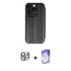 MARSİLYAN™- iPhone 16 Pro Max Kılıf Zirve Yansıma Serisi - Siyah Bilvis 5in1 3D Magic Cam Ekran Koruyucu + Pers Alüminyum Kamera Lens - GI