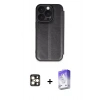 MARSİLYAN™- iPhone 16 Pro Max Kılıf Zirve Yansıma Serisi - Siyah Bilvis 5in1 3D Magic Cam Ekran Koruyucu + PVD Metal Kamera Lens - GD