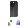 MARSİLYAN™- iPhone 16 Pro Max Kılıf Zirve Yansıma Serisi - Siyah Bilvis 5in1 5D Magic Hayalet Cam Ekran Koruyucu + Raze Metal Kamera Lens - CLTM