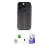 MARSİLYAN™- iPhone 16 Pro Max Kılıf Zirve Yansıma Serisi - Siyah Bilvis 5in1 5D Magic Hayalet Cam Ekran Koruyucu + Beyaz Raze Metal Kamera Lens