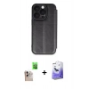 MARSİLYAN™- iPhone 16 Pro Max Kılıf Zirve Yansıma Serisi - Siyah Bilvis 5in1 5D Magic Hayalet Cam Ekran Koruyucu + Raze Metal Kamera Lens - NLGY