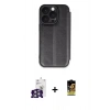 MARSİLYAN™- iPhone 16 Pro Max Kılıf Zirve Yansıma Serisi - Siyah Buffer Cam Ekran Koruyucu + Bilvis Titan Kamera Lens - GS