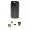 MARSİLYAN™- iPhone 16 Pro Max Kılıf Zirve Yansıma Serisi - Siyah Buffer Cam Ekran Koruyucu + Raze Metal Kamera Lens - CLTM