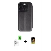MARSİLYAN™- iPhone 16 Pro Max Kılıf Zirve Yansıma Serisi - Siyah Buffer Cam Ekran Koruyucu + Raze Metal Kamera Lens - BZ