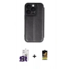 MARSİLYAN™- iPhone 16 Pro Max Kılıf Zirve Yansıma Serisi - Siyah Buffer Cam Ekran Koruyucu + Bilvis Titan Kamera Lens - SH