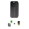 MARSİLYAN™- iPhone 16 Pro Max Kılıf Zirve Yansıma Serisi - Siyah Buffer Cam Ekran Koruyucu + Raze Metal Kamera Lens - SH