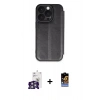 MARSİLYAN™- iPhone 16 Pro Max Kılıf Zirve Yansıma Serisi - Siyah Buffer Hayalet Cam Ekran Koruyucu + Bilvis Titan Kamera Lens - GS