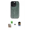 MARSİLYAN™- iPhone 16 Pro Max Kılıf Zirve Yansıma Serisi - Siyah Buffer Hayalet Cam Ekran Koruyucu + Çöl Titanyum Raze Metal Kamera Lens