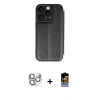 MARSİLYAN™- iPhone 16 Pro Max Kılıf Zirve Yansıma Serisi - Siyah Buffer Hayalet Cam Ekran Koruyucu + Pers Alüminyum Kamera Lens - GS