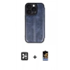 MARSİLYAN™- iPhone 16 Pro Max Kılıf Zirve Yansıma Serisi - Siyah Buffer Hayalet Cam Ekran Koruyucu + Siyah PVD Metal Kamera Lens